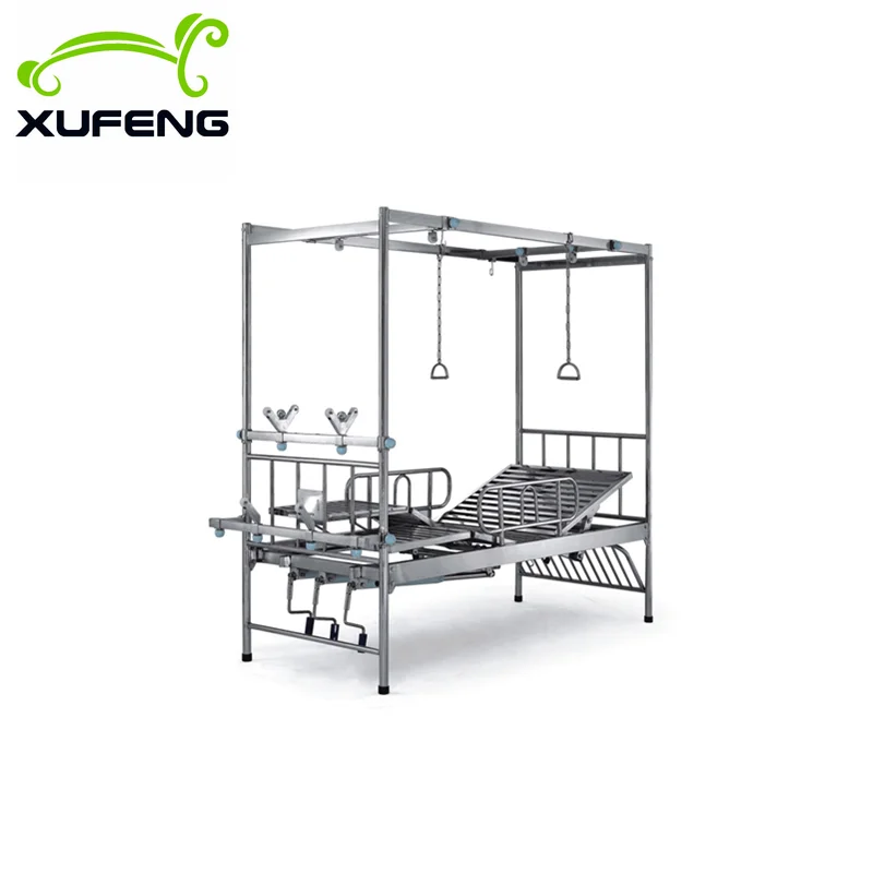 Hot!!!Stainless steel 3 crank manual hospital orthopedics traction bed