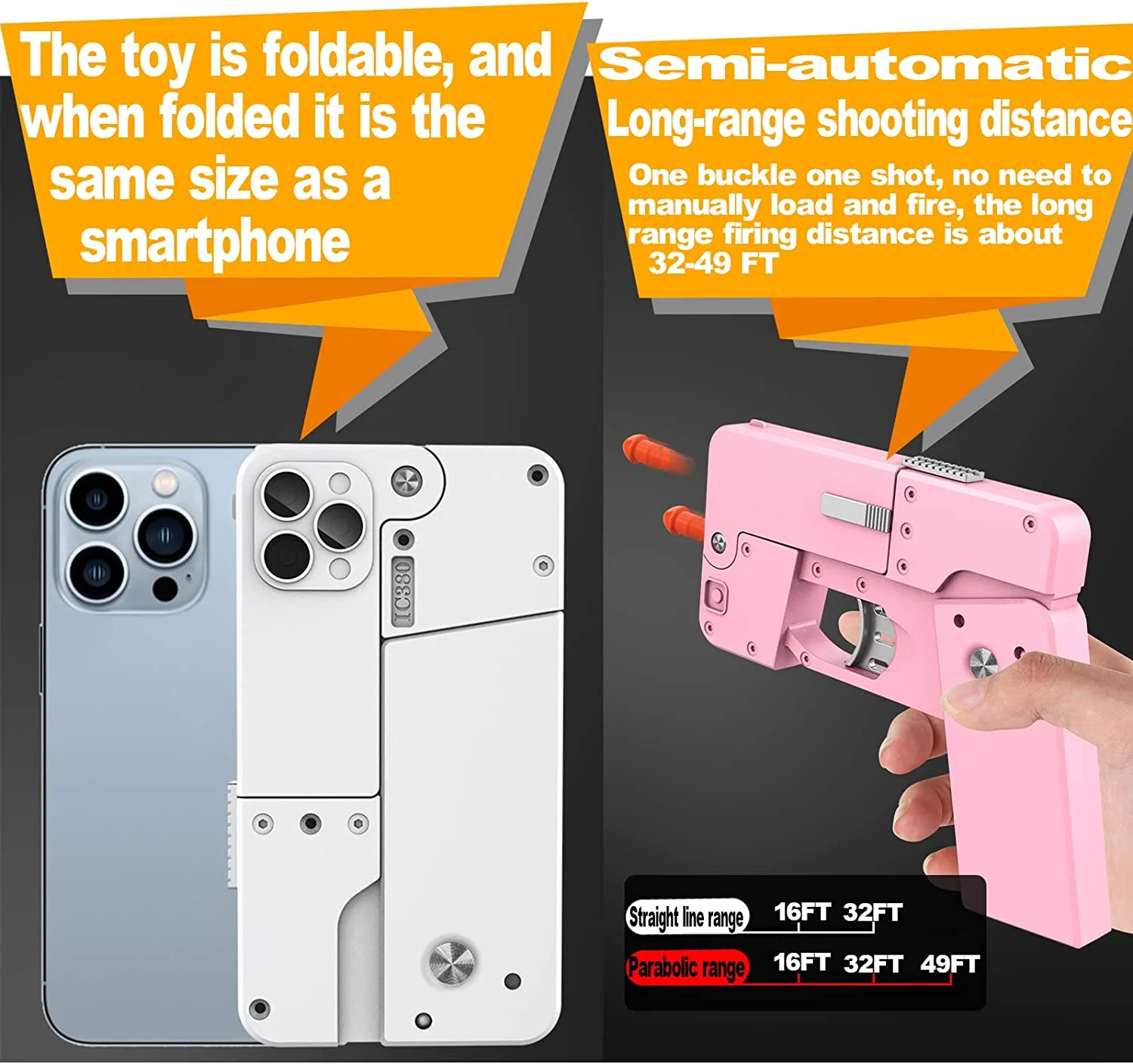 Custom IC380 11 Pro Max Phone Gun Toy Wholesale Price Soft Bullets Foldable Cell Pistol Mini Ejection Pocket Toy Gun Factory