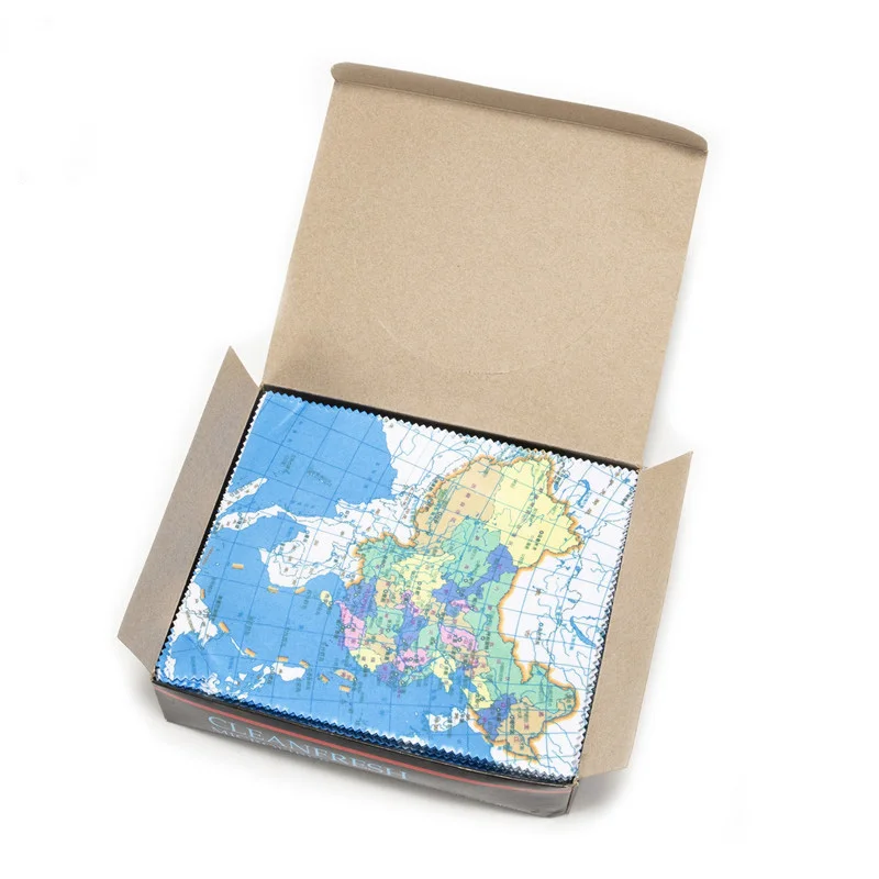 Map Printing Microfiber Cleaning Cloth Eyeglasses Cleaning Towel Optical Cloth with Colorful Printing