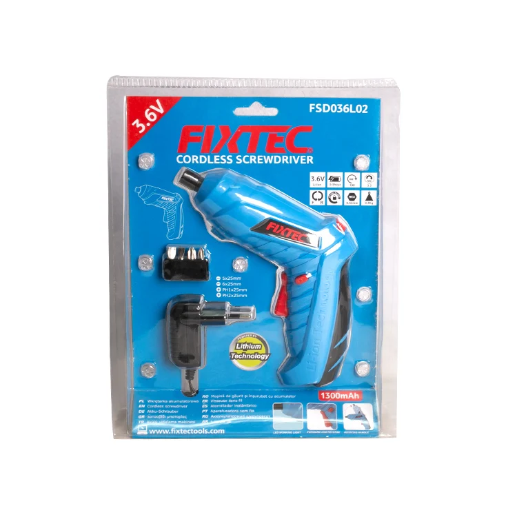 FIXTEC 3.6V Impact Screwdriver 3.5N.m Cordless Screwdriver with 4pc Screwdriver Bits