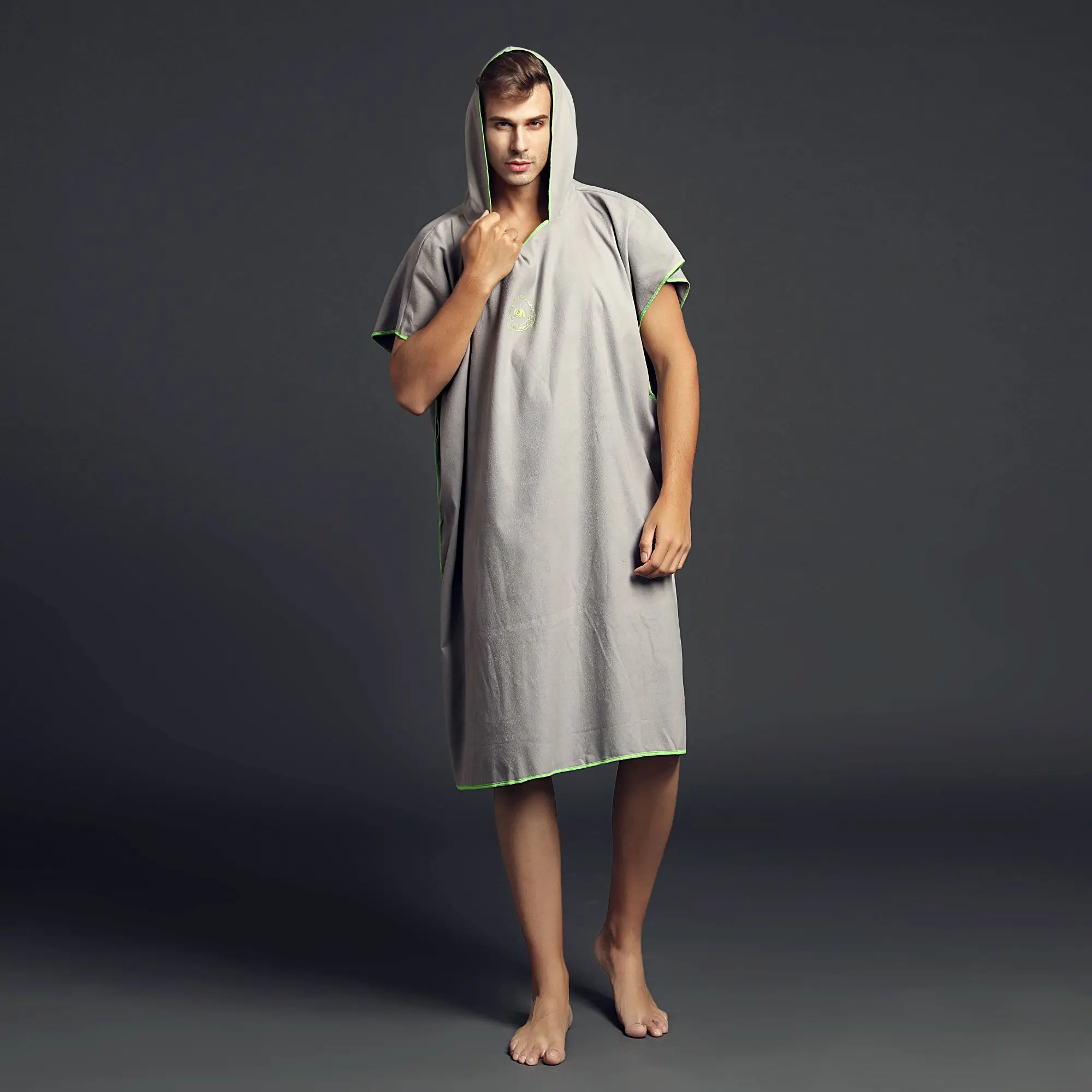 Hiturbo Instant dry absorbent microfiber suede beach surf cape Swimming towel plain hooded changing robe