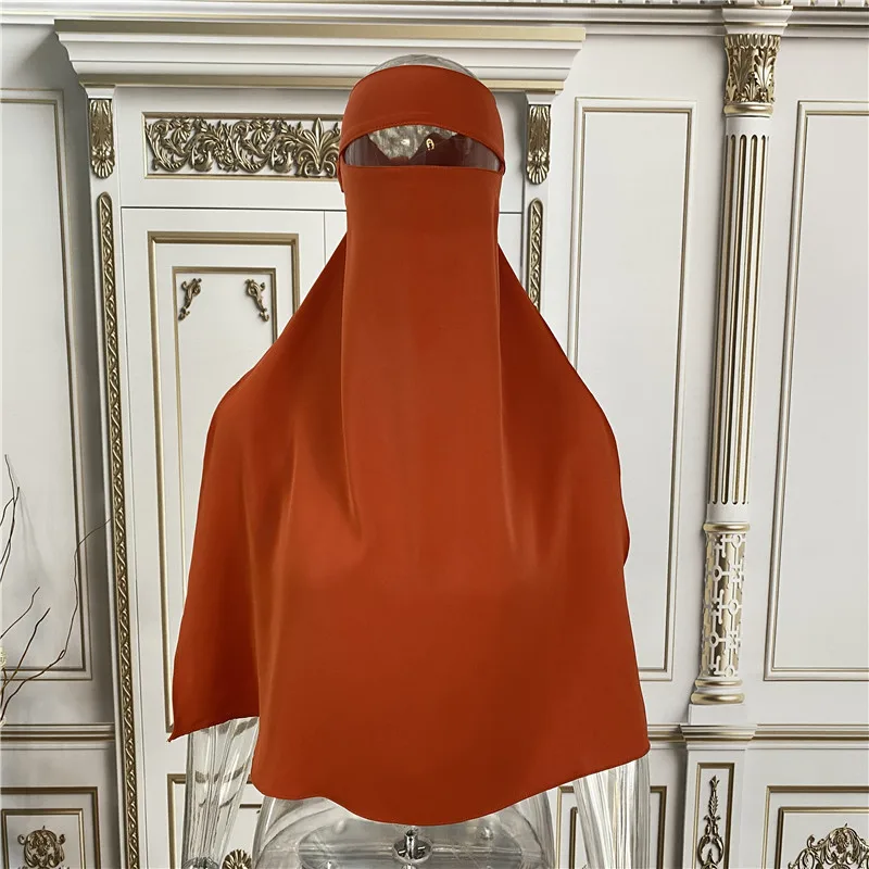 Arab Simple Islamic Female Niqab Solid Color Muslim Overhead Hijab Face Cover Veil Scarf