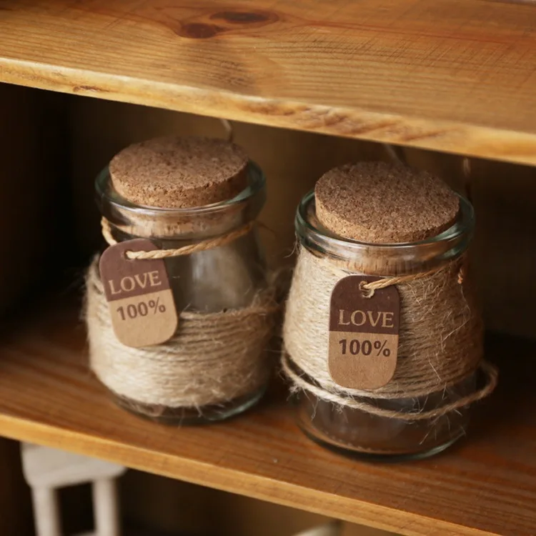 Empty circular wide mouth mini yogurt can wholesale food glass pudding bottles with cork caps