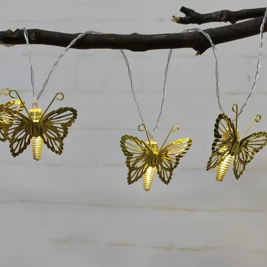 Indoor Garden Patio Decorative String Lights New Simple Butterfly Design Metal Ambience Lighting for Spring and Summer