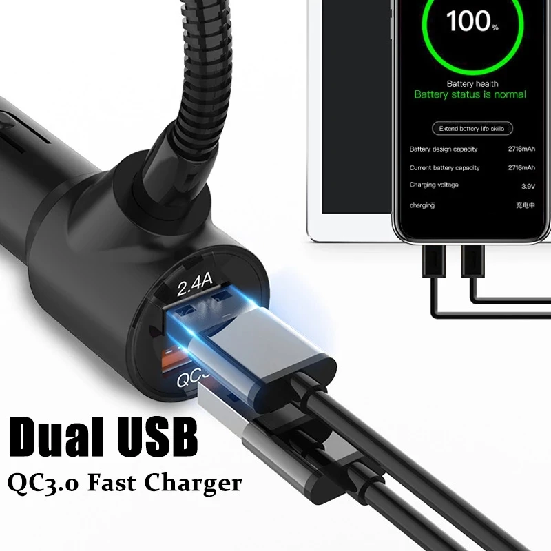 BT FM Transmitter Modulator Car MP3 AUX Audio Player 360 Degree Rotation Car Handsfree Kit QC 3.0 Quick Charge