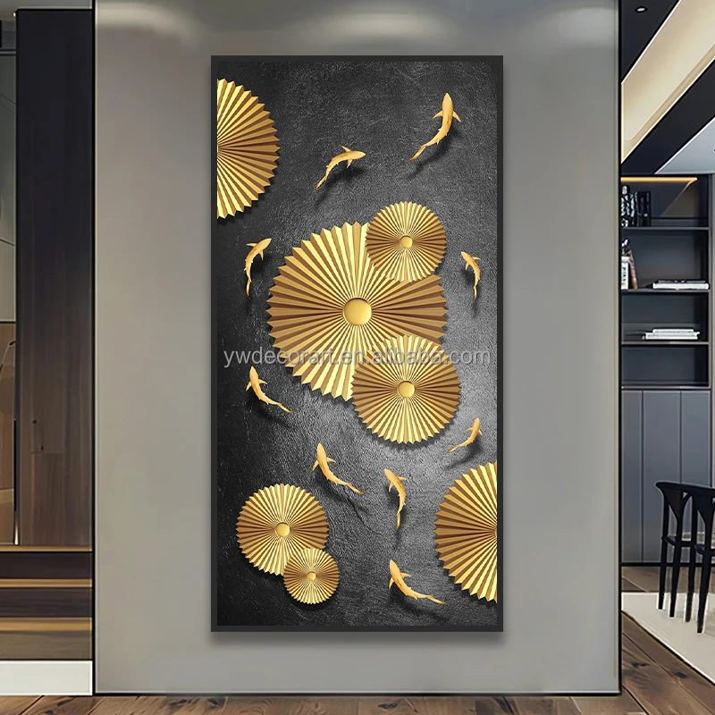 Factory Direct Sale Digital Printed Art Painting Golden Fish Modern Canvas Wall Paintings For Home Decoration
