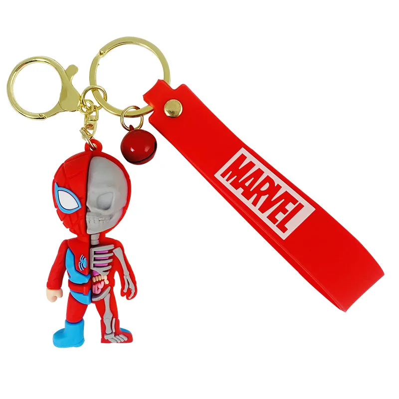 Latest 3D promotion gifts semi-anatomical super hero Hulk Bat man Super Spider man iron man keychain PVC Plastic Key chains