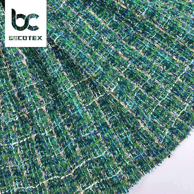 China Hot Selling Popular Fancy Coat Suit wool Yarn dyed tweed woven Dress fabric