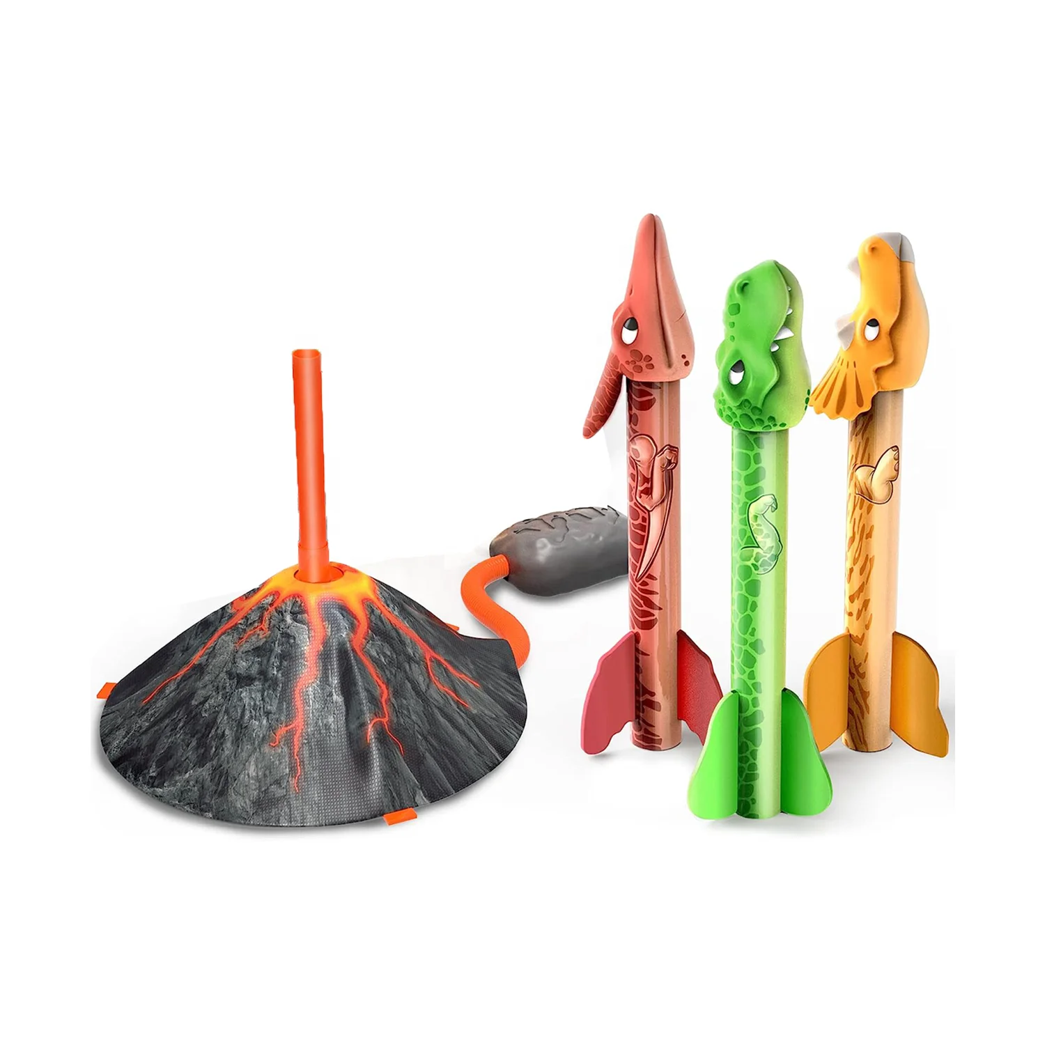 KOYI New Arrival Kids Fidget Outdoor Game Toy Air Dinosaur Rocket Launcher With 3 pcs Dinosaur Rocket