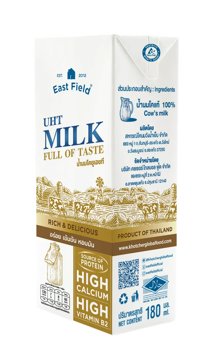 Бренд UHT MILK East Field 180 мл полное вкуса коровье молоко с высоким содержанием кальция Оригинальное лучшее качество