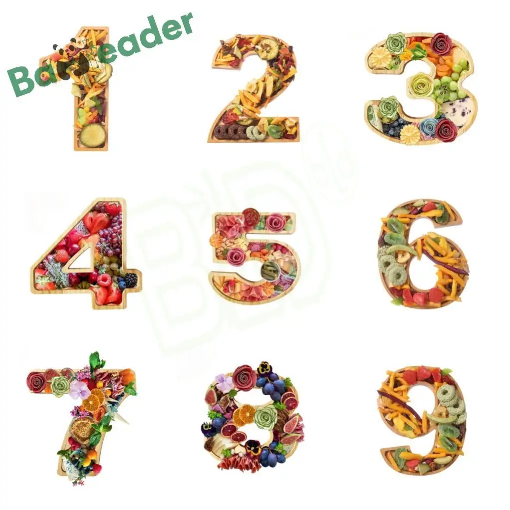 Bamboo Wood Digit Charcuterie Board Fillable Bamboo Number Serving Trays Multi-purpose Bamboo Cheese Boards for Party Decor