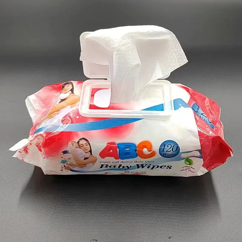 Disposable Soft organic clean unscented Wet wipes 100 pcs ABC Natural Baby wipes for sensitive Skin