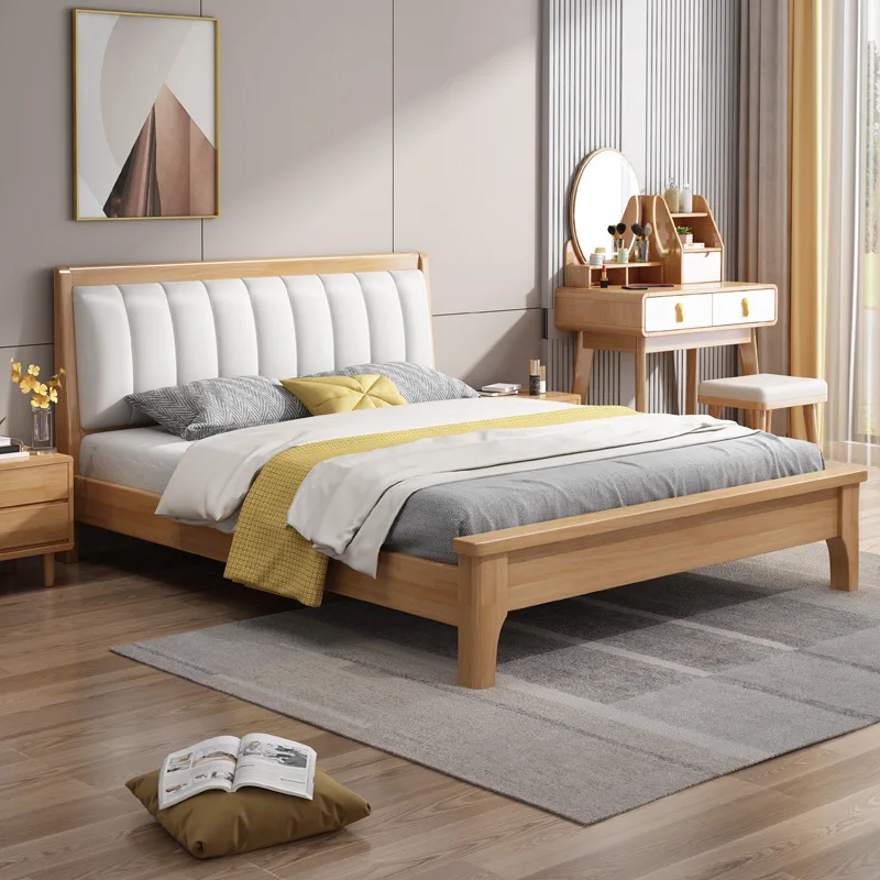 Custom Apartment Nordic Furniture Hotel Furniture Solid Wood Bed King Size Bed Bedroom Set