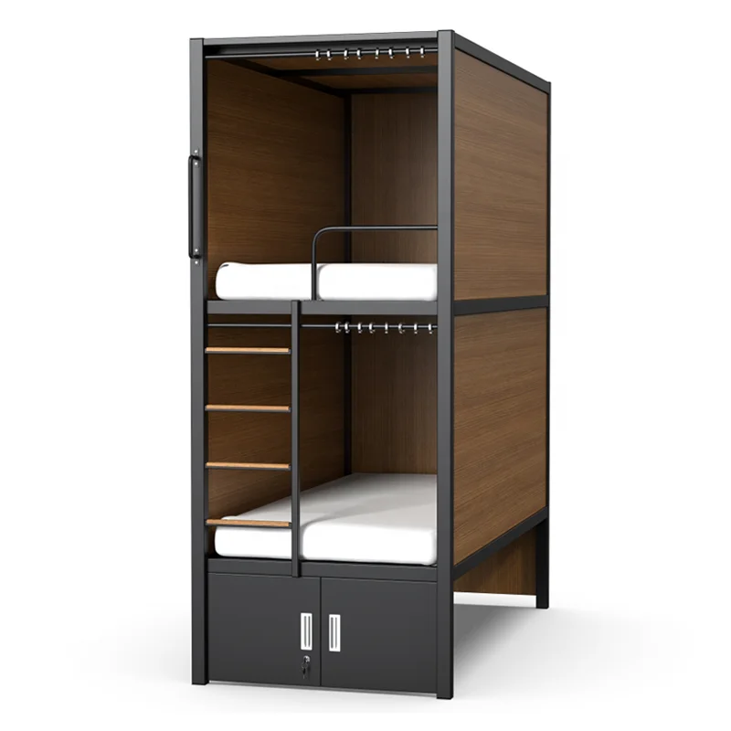 High quality metal secret twins bunk bed detachable bedroom furniture wooden panel capsule bed cabin bed berth