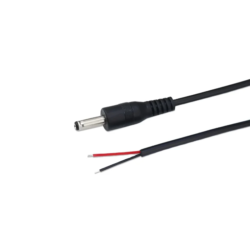 Black DC 35135 single DC male to 2 core wire open end cable 3.5 x 1.35mm  2464 22 awg 0.1m 0.25m 0.5m 1m OD 3.5mm