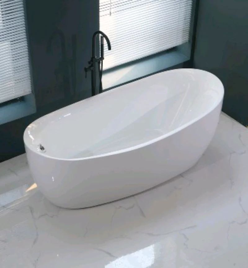 Modern European Design Rectangle Solid Surface Artificial Marble Stone Acrylic Freestanding Soaker Bathtub