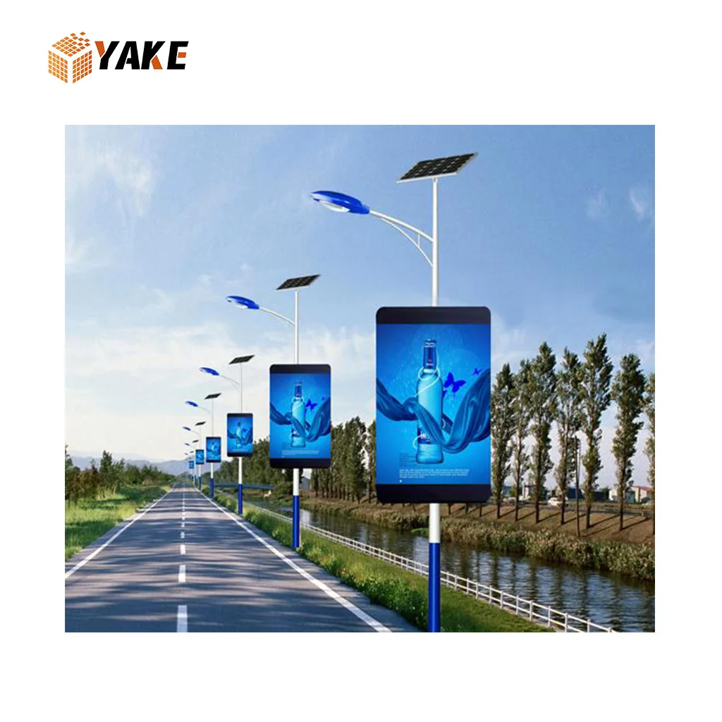 Outdoor video Street Light Pole LED Screen Display waterproof digital display advertising billboard screen LED