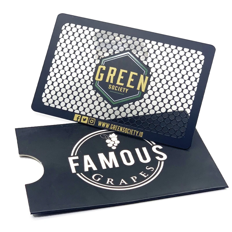 Custom logo Credit Card Size Herb Grate Card Metal Business Cards Crush Herbs