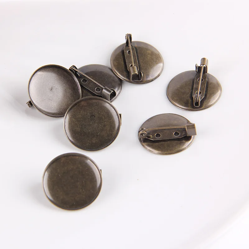 20 PCS 15/20/25/30mm Brooch Findings Back Bar Round Brooches Clasps Pin for Jewelry Making Craft Art DIY Project Replacement