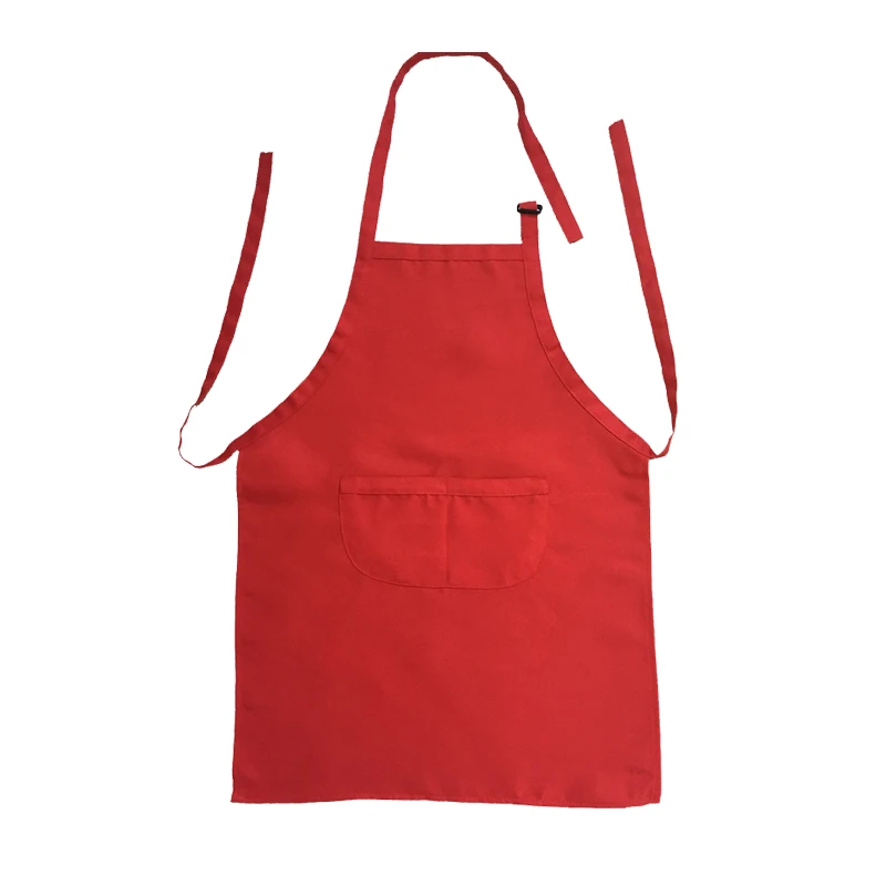 Promotional custom logo colorful cotton polyester durable pockets adjustable kids apron