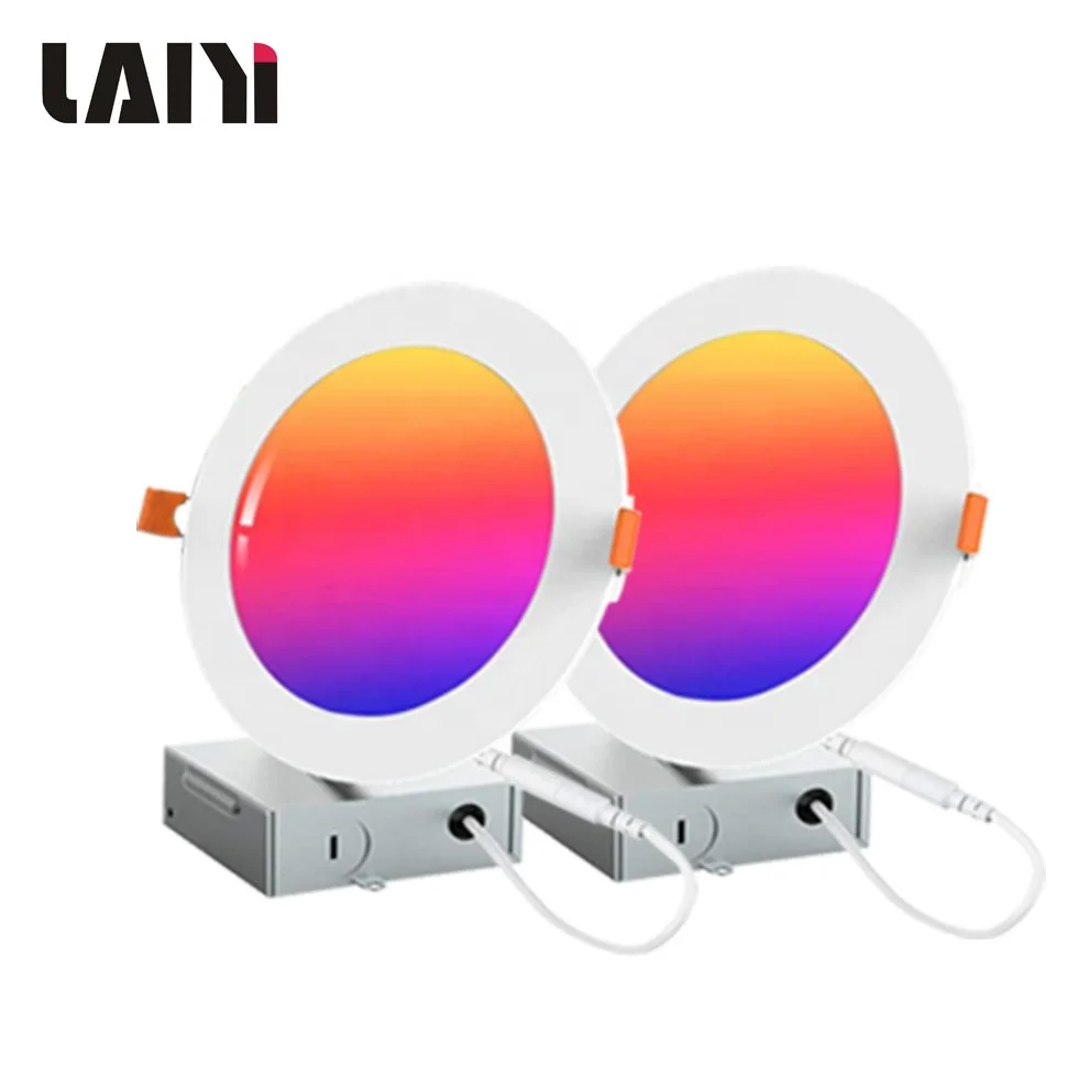 Ultra-Thin LED Recessed Ceiling Light with Junction Box, 2700K/3000K/3500K/4000K/5000K Selectable, 9W and 13W Eqv 110W Dimmable