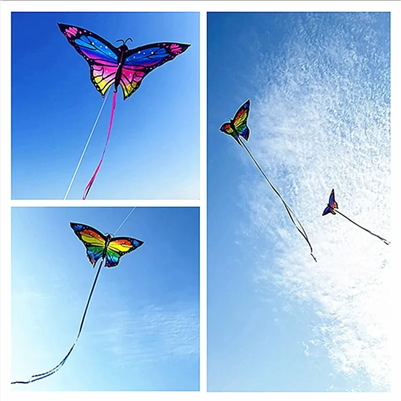 colorful butterfly kite inflatable games flying papalotes for children toy sports pipas de praia windsurfing fun