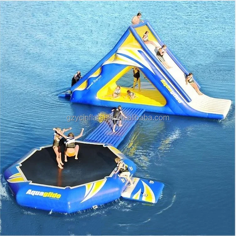 Water inflatable trampoline float
