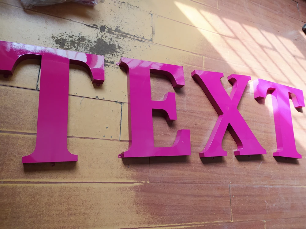 Customized outdoor advertising sign shop signboard Stainless Steel Alphabet Letters Large Size PINK Metal Numbers and Letters