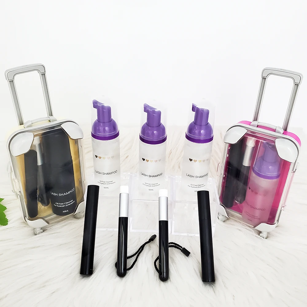 Custom Logo Quality Cleaning Lash Shampoo Kit Custom Wholesale Eyelash Shampoo Eyelash Cleaning Foam S