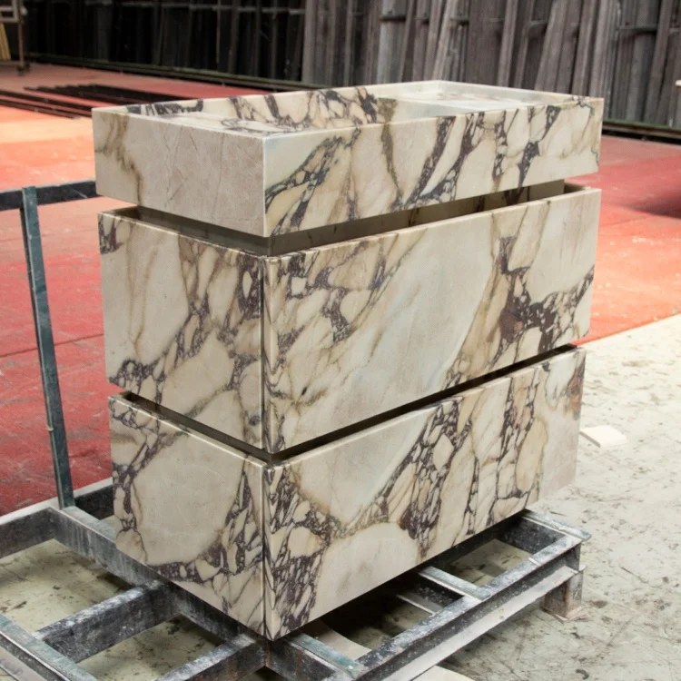 Luxury Custom Calacatta Viola Marble Rectangular Single Sink Bathroom Cabinet Vanity  48 Inch For Projects And Apartments