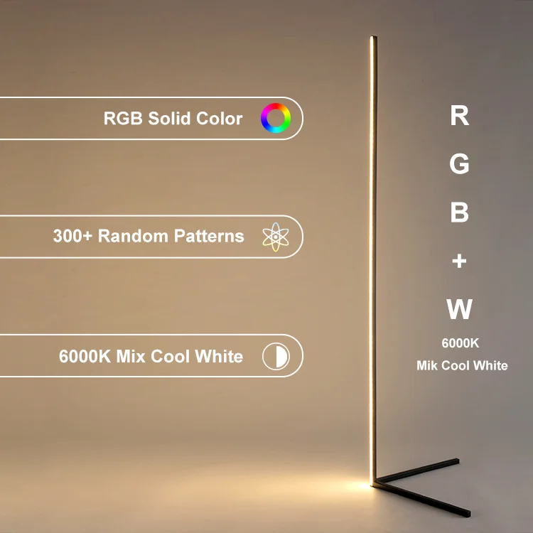 Hot Sale Minimal Modern Rgb Led Tripod Corner Floor Lamp App Control Smart Corner Standing Led Rgb Floor lamp
