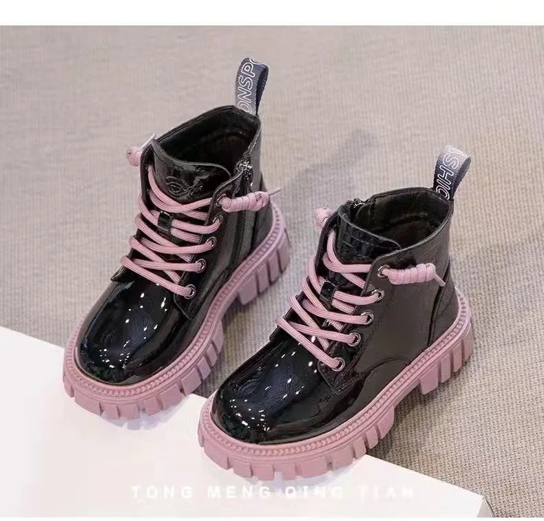 New winter PU leather waterproof Martin boots children snow boots women boys rubber fashion sports Martin boots