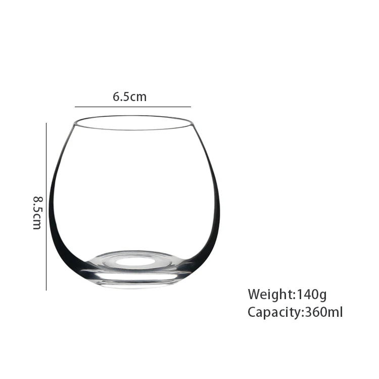 MEIZHILI Durable Stemless Wine Glasses for Red or White Wine- Dishwasher Safe Elegant Cocktail Glasses Clear Lowball Bar Glasses