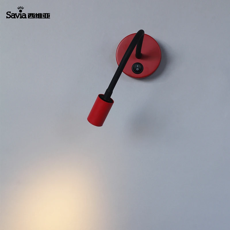 Savia modern led bedside reading lamp adjustable wall mount light aluminium multi color for book bed headboard hotel bedroom