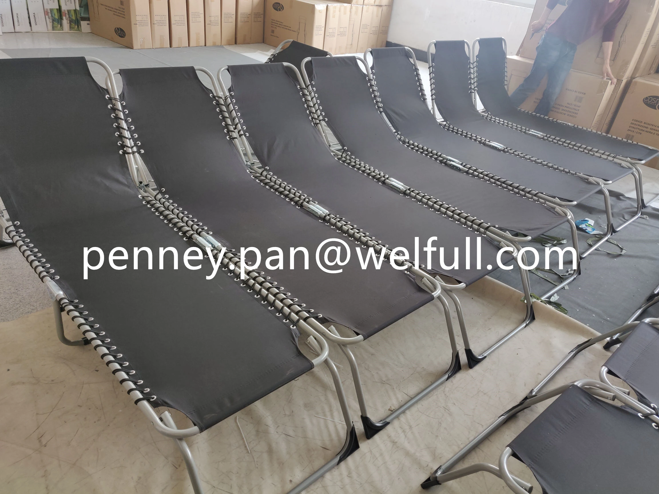 Adjustable Patio Camping Cot Folding Aluminium Outdoor Beach Camping Foldable Sun Chaise Longue Chair