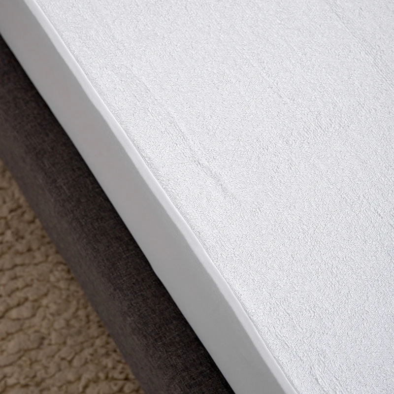 Waterproof Mattress Protector Cotton Terry Bed Mattress Cover Breathable Noiseless Vinyl Free White Mattress Protector