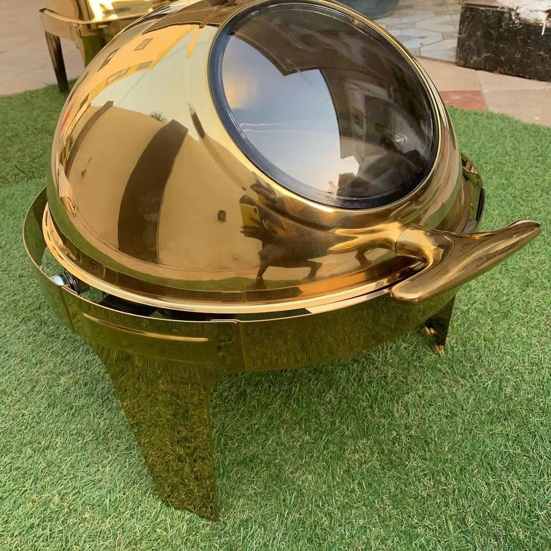 Catering Equipment 6 liters Stainless Steel buffet Chafing dish Set Gold food warmer For Catering Buffet clamshell