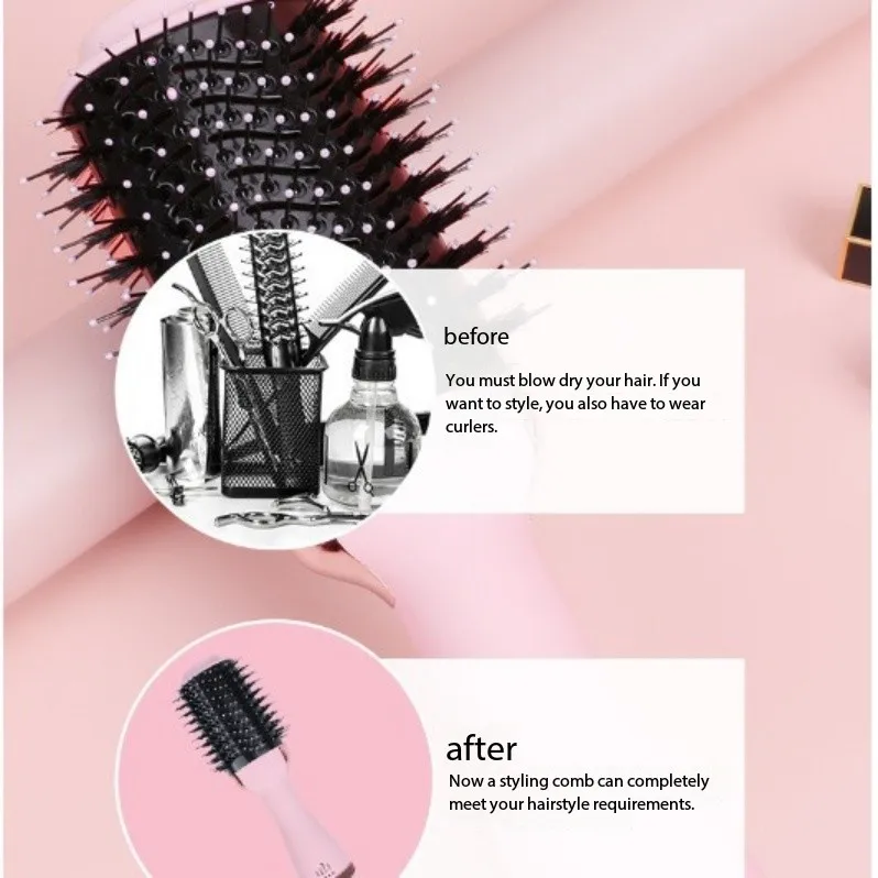 Multi-Functional Ionic Hair Styler Rotation Hot Air Brush & Electric Comb for Hair Curling 1 Speed 3 Temperatures Nylon Material
