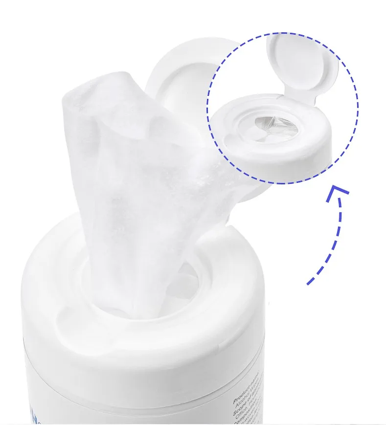 Wet tissue  buckets are sterilized and cleaned with raw spunlaced nonwoven rolls The price is good