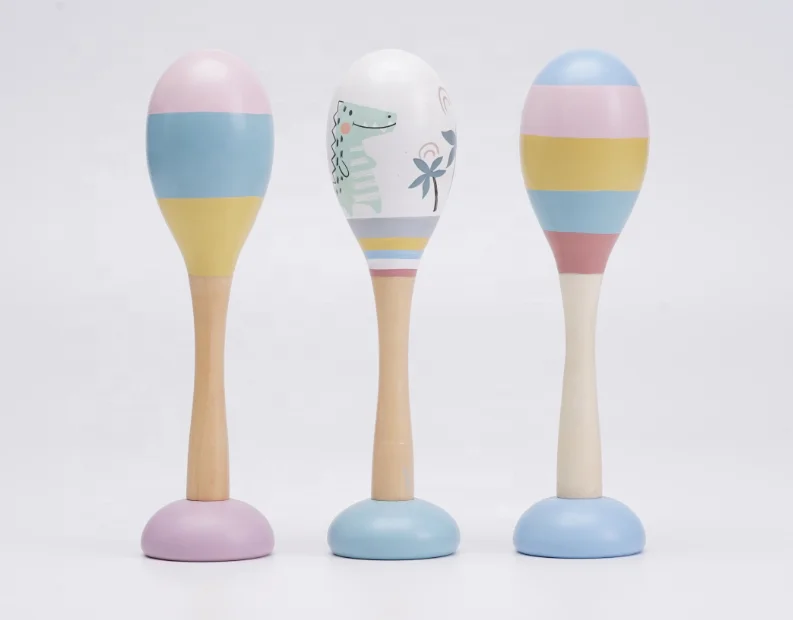 New Design Kids Learning Toys Early Educational  Wooden Maracas Musical Instrument Toy For Kids