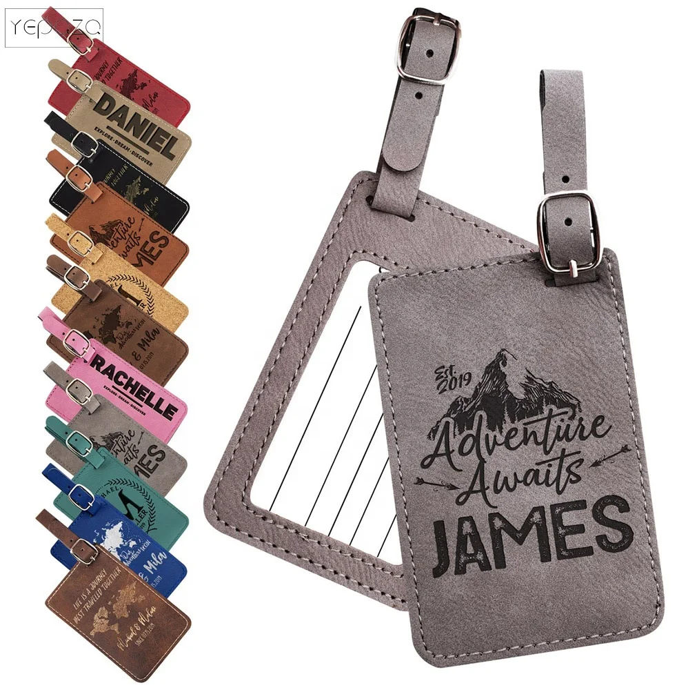 Luggage Tag Leather Wedding Brown Grey Green Leather Aluminum Bulk Luggage Tags Custom Logo Luggage Tag