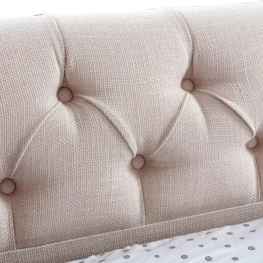 
Beige Diamond Bed Frame Modern King size Fabric Sleigh storage Bed 