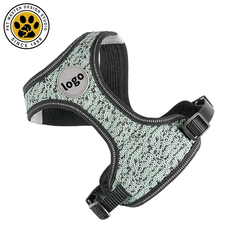 SinSky Custom Design  Knitted Fabric Breathable Padded Adjustable No Pull Large Wholesale Dog Harness and Leash Set