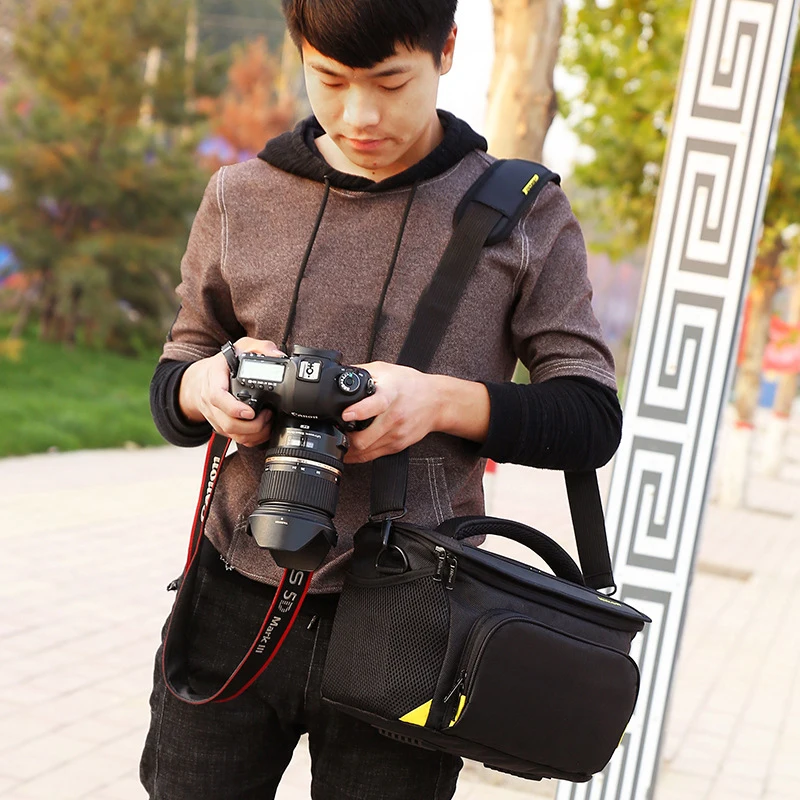 Wholesale Camera Bag, SLR DSLR Canvas Camera Case, Vintage Padded Camera Shoulder Bag with Rain Cover