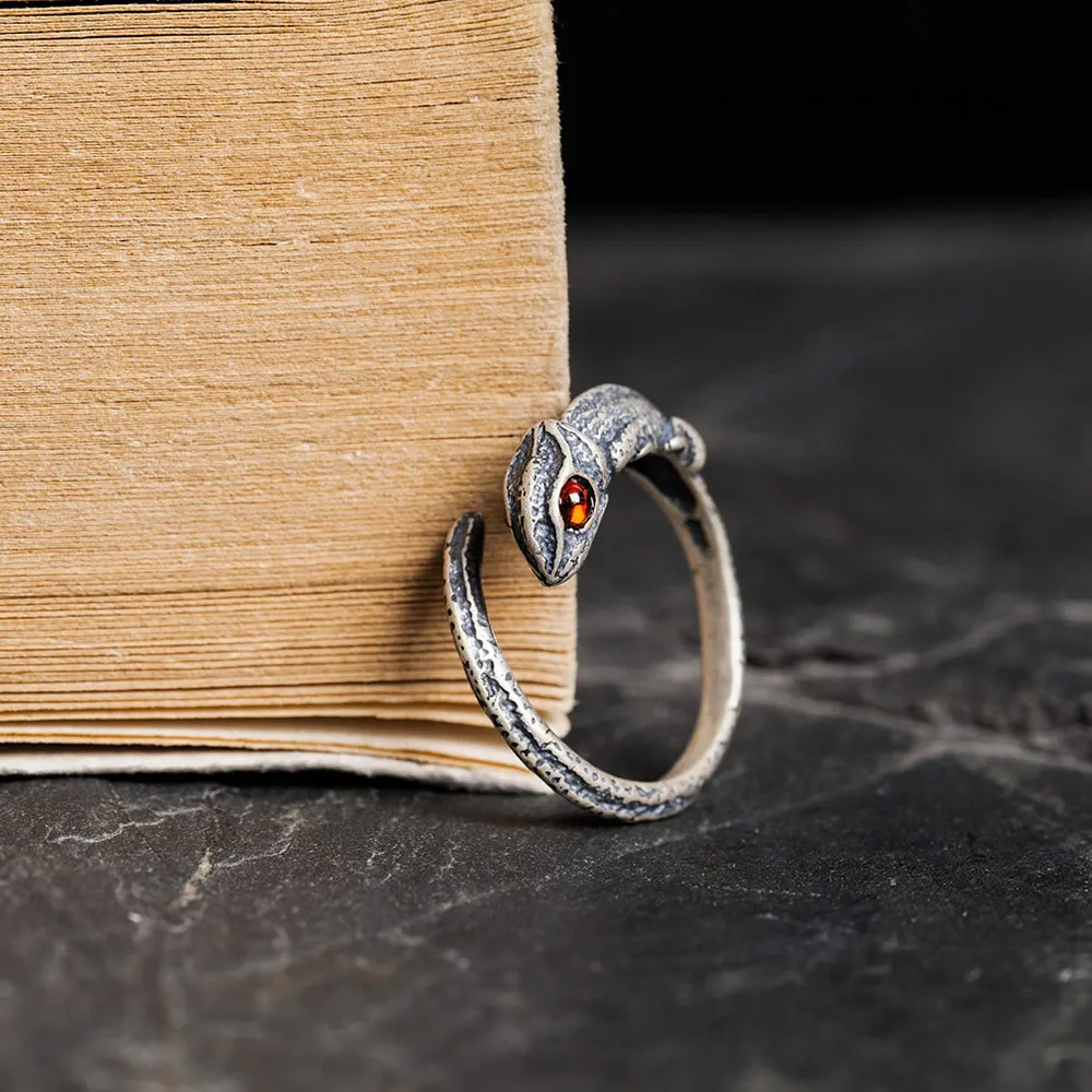 Punk S925 sterling silver chameleon ring lizard opening vintage Thai silver rings