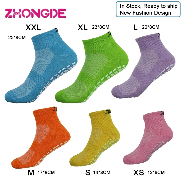 ZD003 jump trampoline grip anti slip socks in stock colorful non slip skid yoga sport