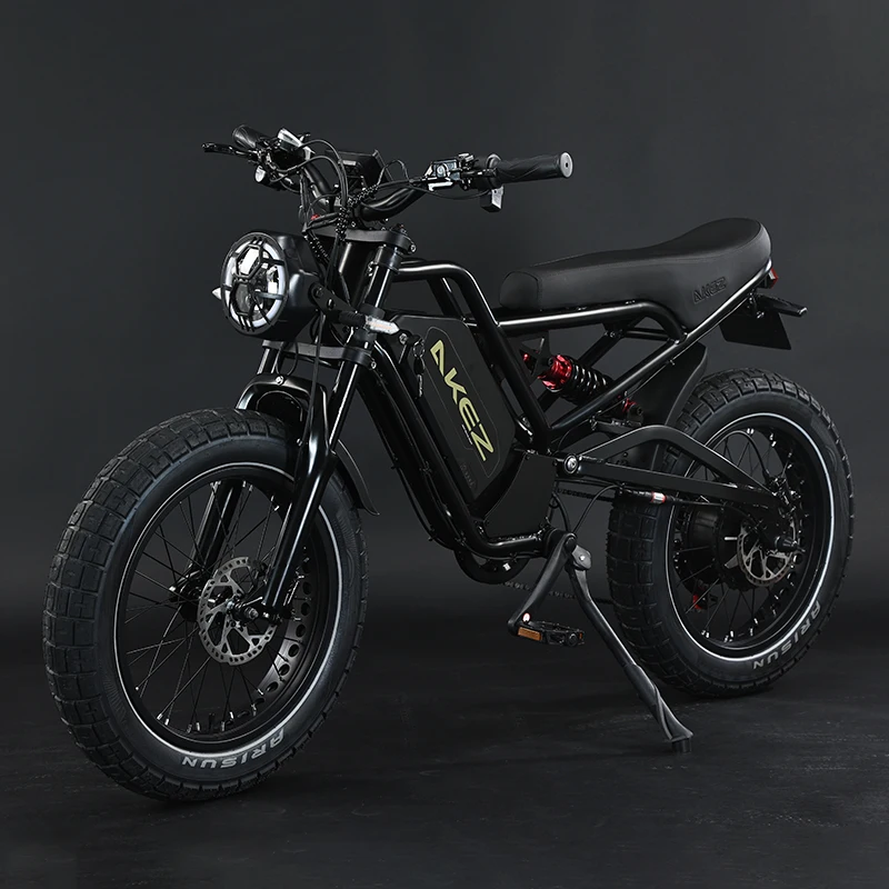 1500W All-Terrain Electric City Bike with 52V Battery Central Motor Self-Charging 20-Inch Bluto Carbon Frame for Adults