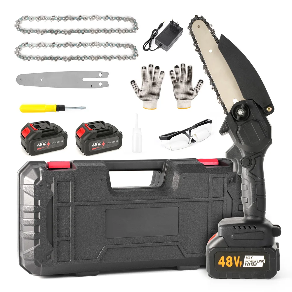 Portable Garden Tools Rechargeable Battery Power Chain Saw 21v Cordless Electric Chainsaw 6 Inch For Garden Work