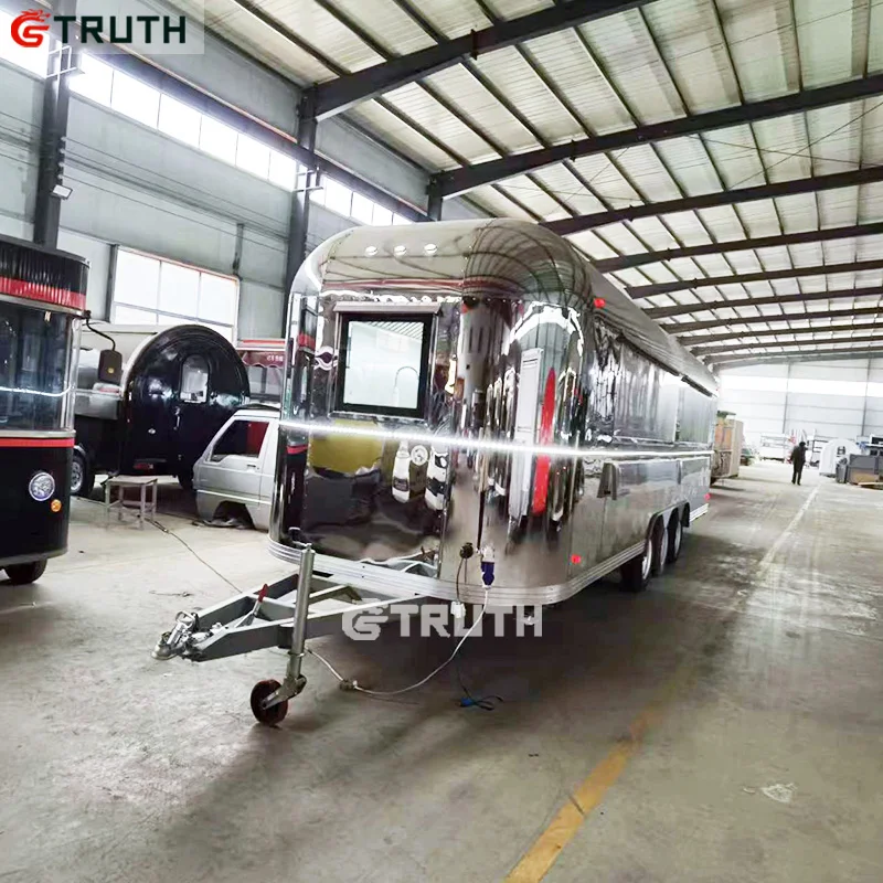 Customized Mobile Kitchen Food Van Catering Concession Truck Airstream Remorque Fast Food Trailer With Full Kitchen