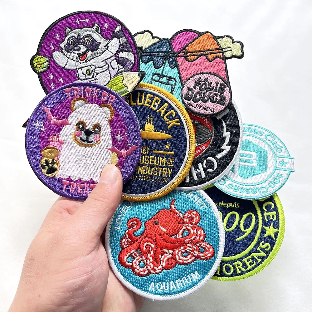 VastGifts Custom Manufacturer Full Half Embroidery Clothing Badge Hand Cut Iron On Backing Patch for Cap
